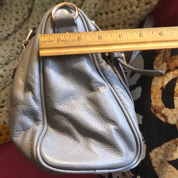 Grey/Gray Leather Satchel with Gold Hardware - Picture 9 of 10